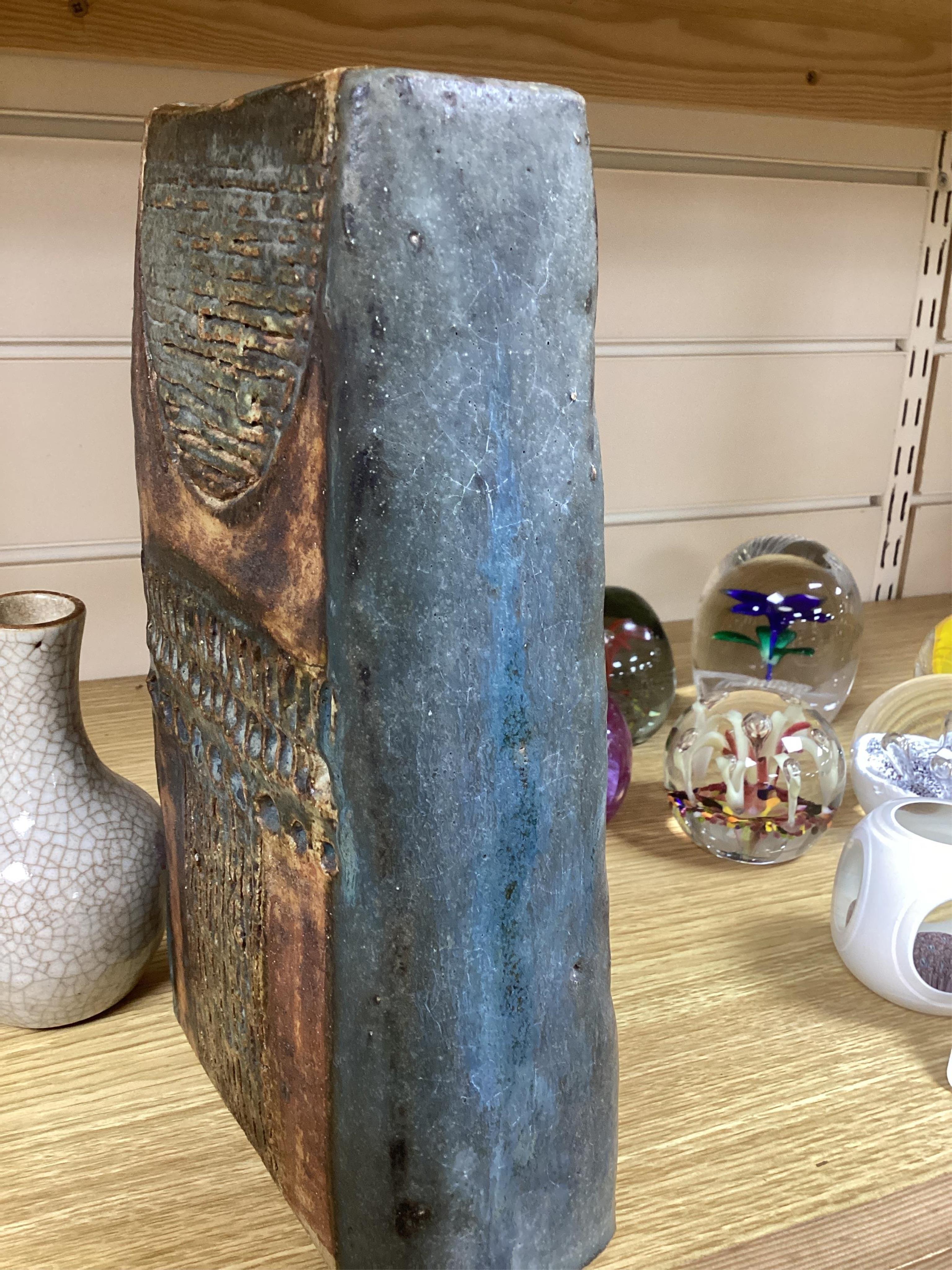 An Alan Wallwork slab vase, 26cm. Condition - good